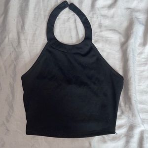 Black halter crop top